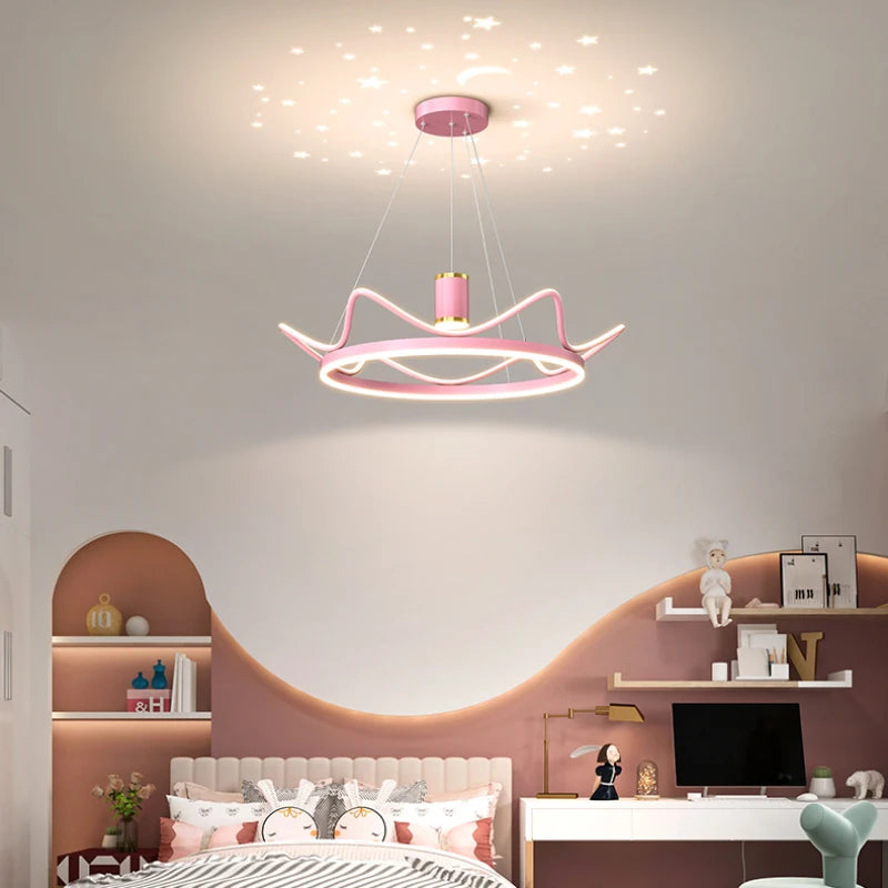 lustre moderne avec projection ciel étoilé pour chambre enfant - vue 5 sur 14