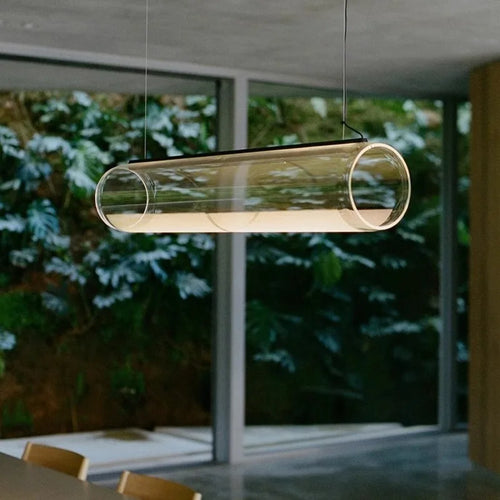 lustre moderne en verre transparent avec éclairage led - vue 3 sur 7