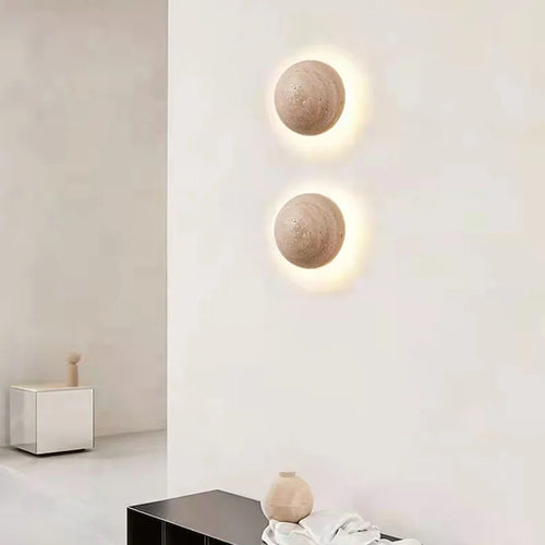 applique murale moderne en pierre avec lumière intégrée et interrupteur - vue 3 sur 8