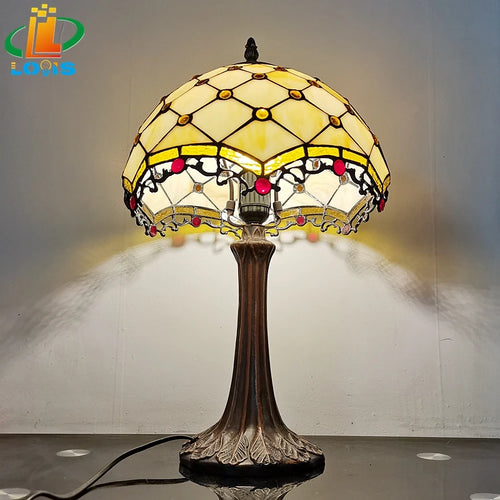 lampe à poser style tiffany en verre rétro pour intérieur élégant - vue 3 sur 6