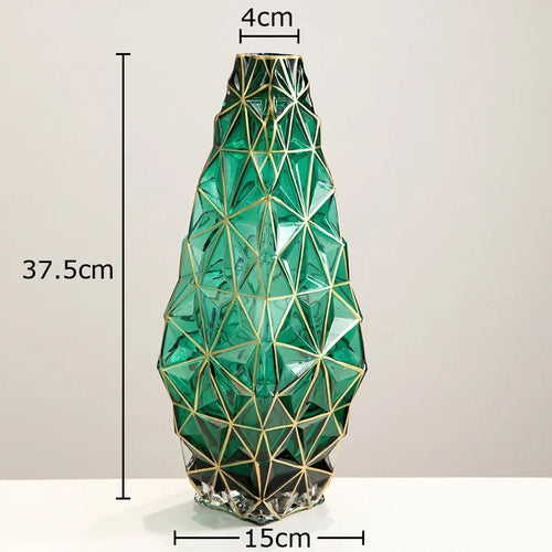 vase en verre rayé plaqué or pour décoration florale élégante - vue 9 sur 10