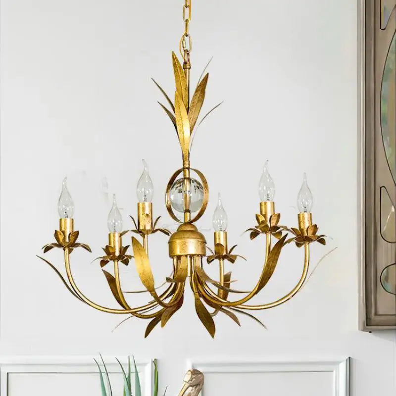 lustre en fer vintage rétro à 6 bras pour éclairage nostalgique - vue 6 sur 7