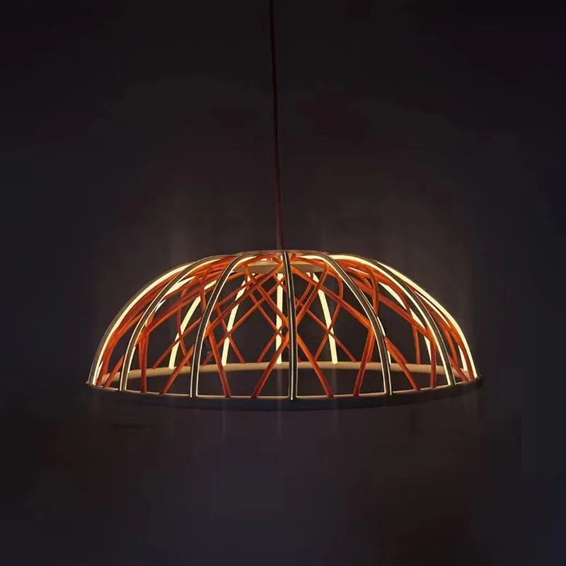 SANDYHA moderne Simple tressé corde ronde lustre créatif maille lampe à LED pour salon salle à manger maison suspension luminaires - vue 3 sur 10