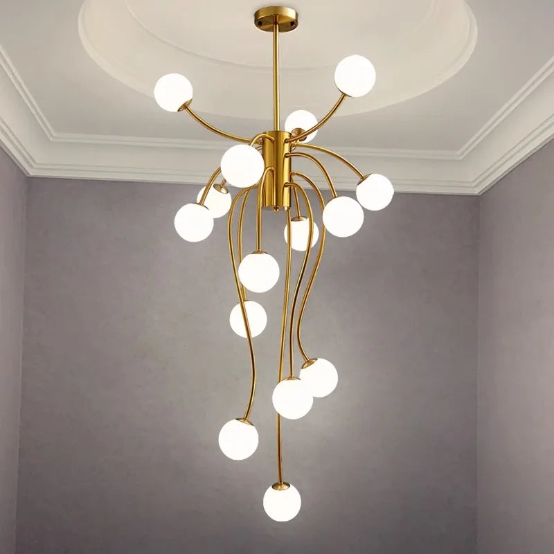 Nordic home decoration, stair chandelier, living room and dining room Pendant lights, ceiling light, indoor lighting - vue 3 sur 8