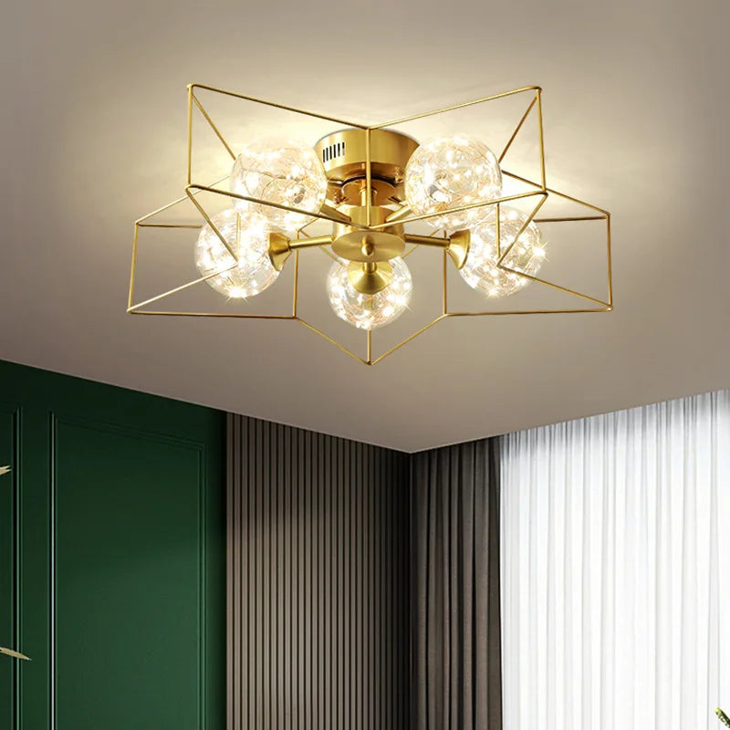 lustre moderne minimaliste en cuivre avec étoile led - vue 5 sur 23
