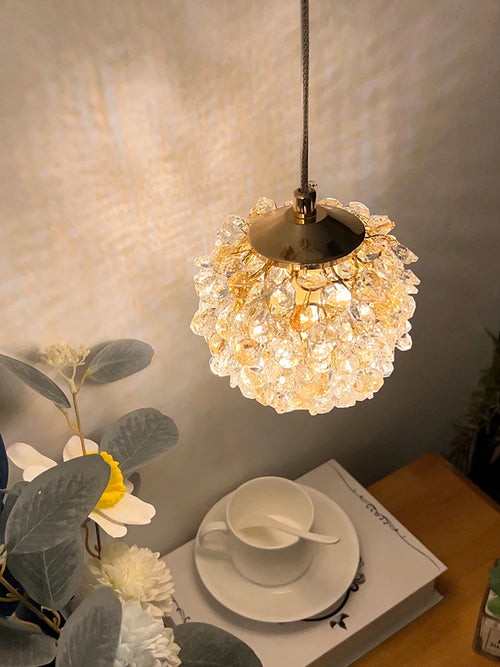 suspension moderne en cristal avec cordon réglable en métal - vue 5 sur 12