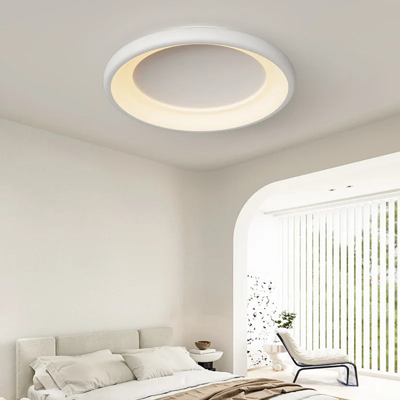plafonnier rond moderne avec anneau extérieur décoratif - vue 3 sur 10