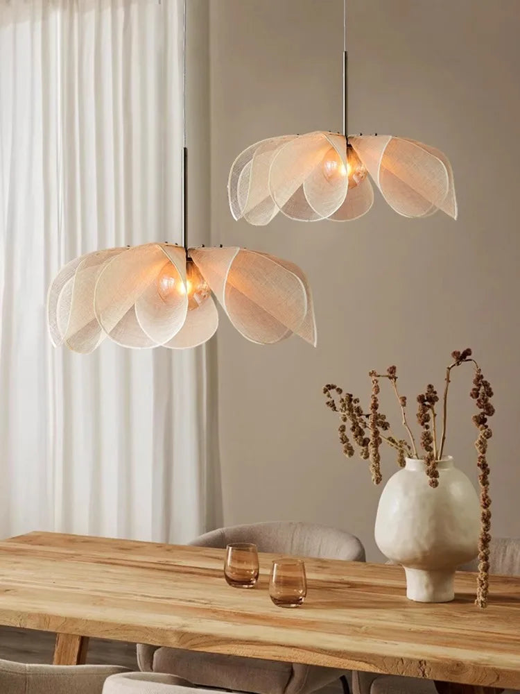 lustre wabi sabi japonais en tissu français moderne - vue 4 sur 9