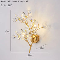 Applique murale en cristal transparent avec Branches de fleurs romantiques