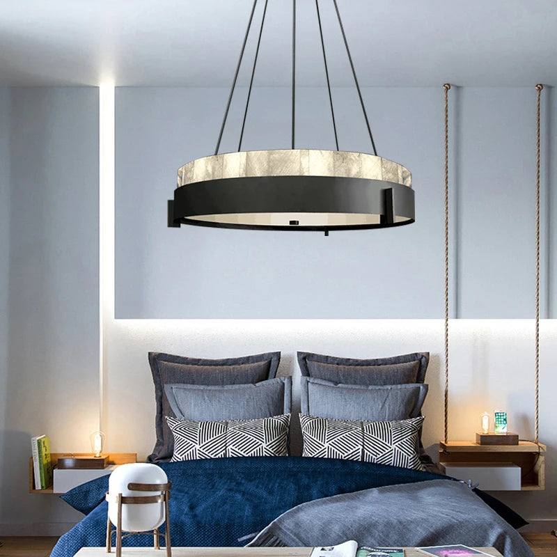 lustre moderne en marbre avec éclairage led créatif intérieur - vue 4 sur 7