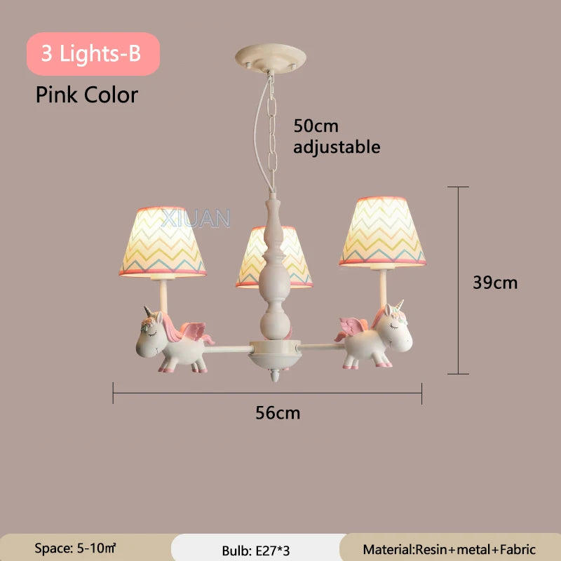 lustre licorne dessin animé pour chambre d'enfant suspendu - vue 17 sur 24