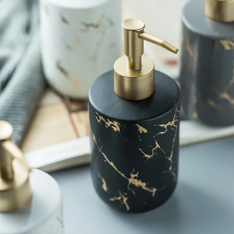 distributeur de savon liquide en céramique pour salle de bain moderne - vue 4 sur 12