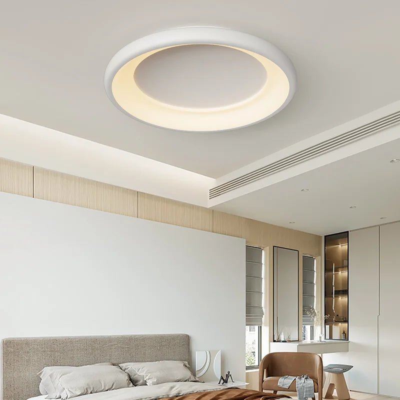 plafonnier rond moderne avec anneau extérieur décoratif - vue 5 sur 10