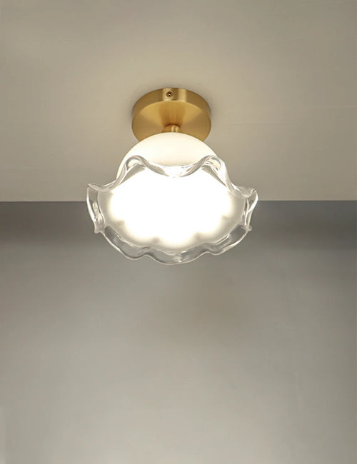 plafonnier moderne en verre antique et laiton unique et minimaliste - vue 2 sur 7