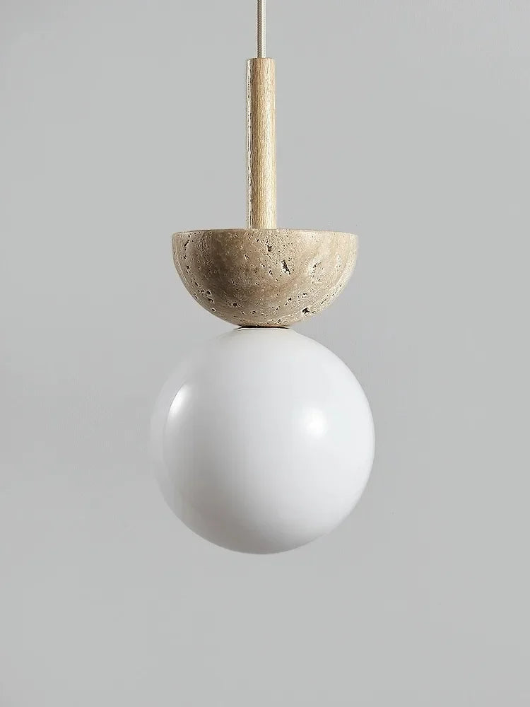 lustre suspendu en travertin jaune style nordique simple - vue 5 sur 7