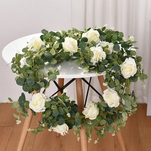 plantes artificielles décoratives roses vignes et eucalyptus - vue 5 sur 10