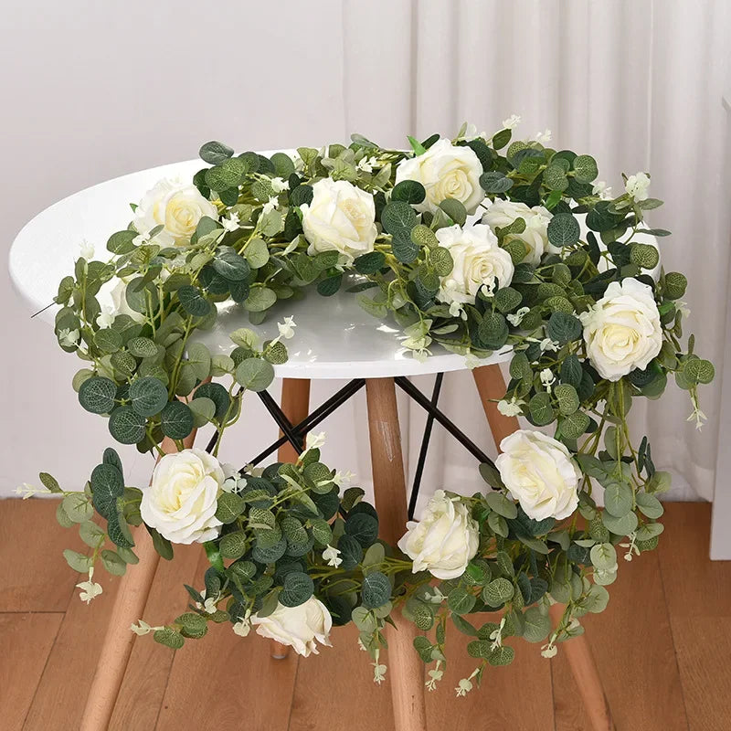 plantes artificielles décoratives roses vignes et eucalyptus - vue 4 sur 10