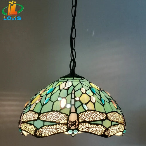 lustre libellule scandinave style tiffany rétro éclairage design jardin