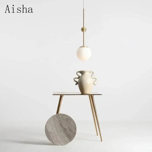 lustre en verre doré design créatif trois têtes éclairage moderne - vue 3 sur 9
