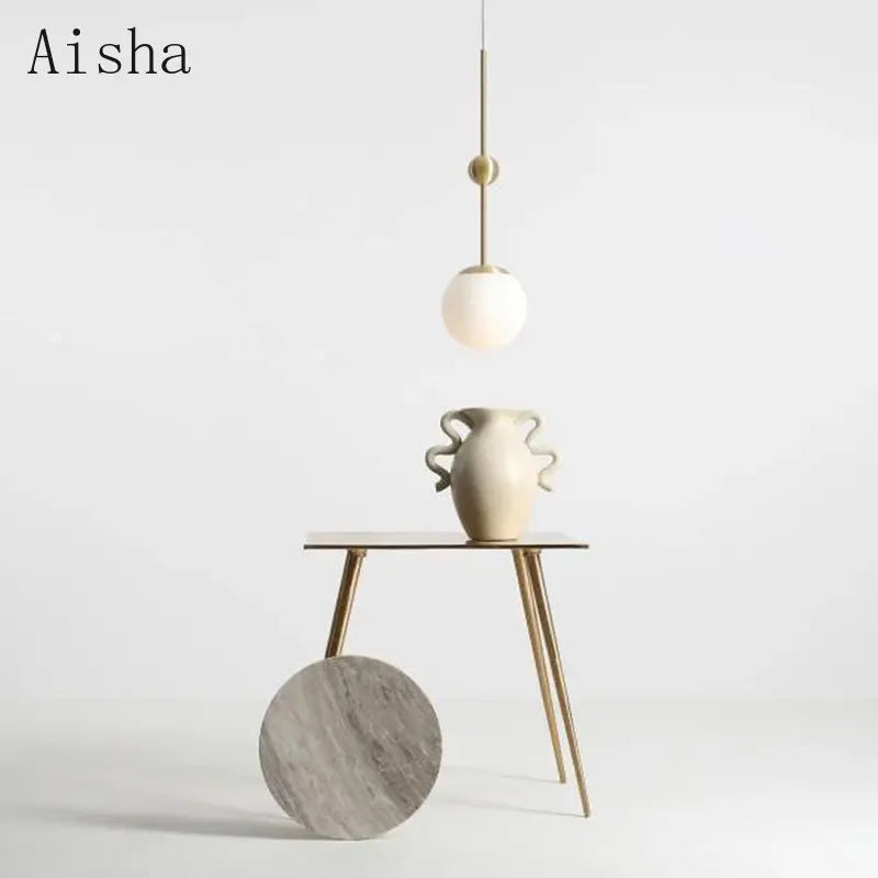 lustre en verre doré design créatif trois têtes éclairage moderne - vue 2 sur 9