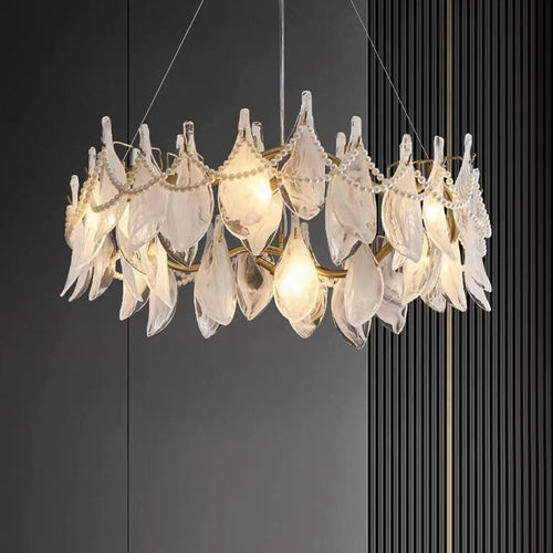 lustre en verre dépoli créatif design moderne élégant en perles - vue 5 sur 10