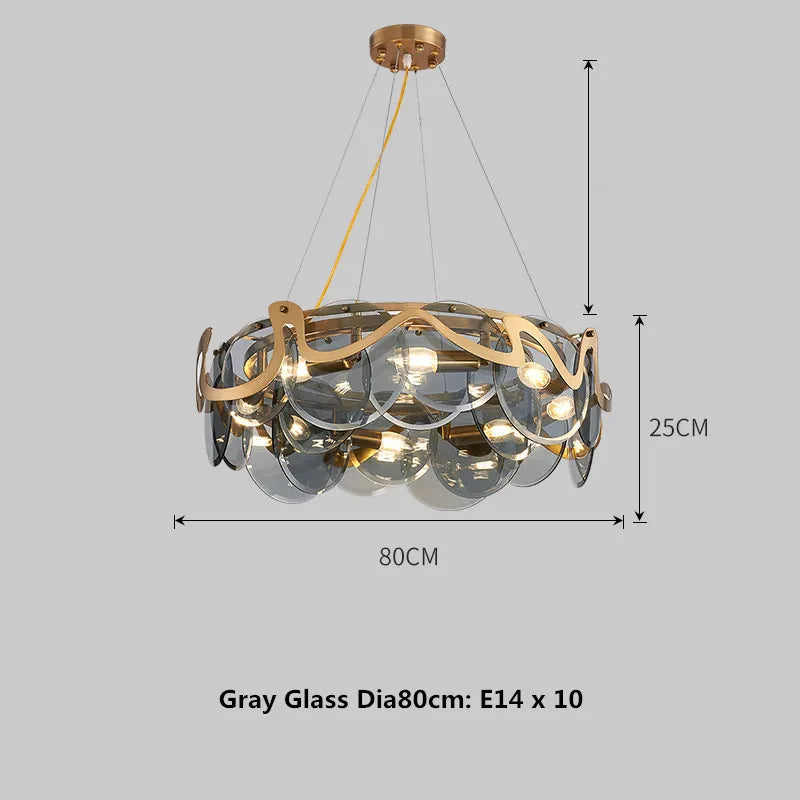 lustre moderne en verre doré pour décoration élégante - vue 11 sur 12