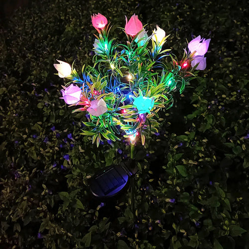 lampe solaire décorative pour jardin en forme de fleur lumineuse - vue 9 sur 8