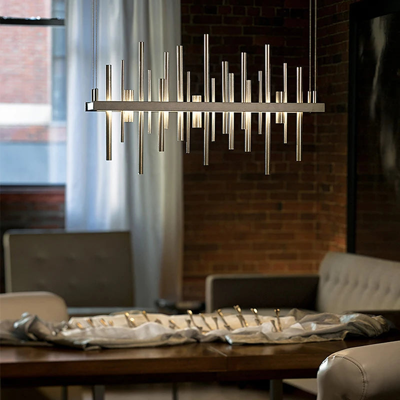 suspension à led en acier inoxydable pour décoration intérieure - vue 1 sur 16