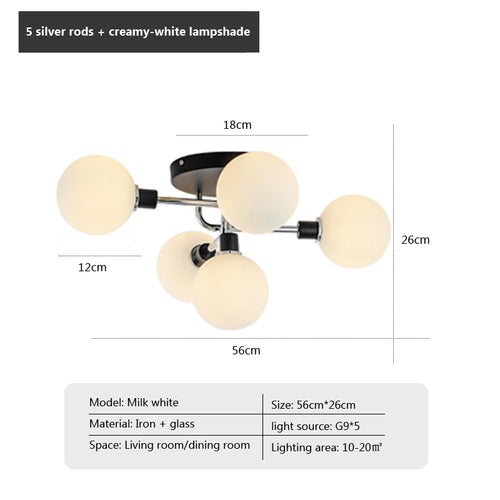 Plafonnier en verre nordique G9 LED lumière industrielle en métal pour chambre salon salle à manger étude maison intérieur loft lumière - vue 16 sur 18