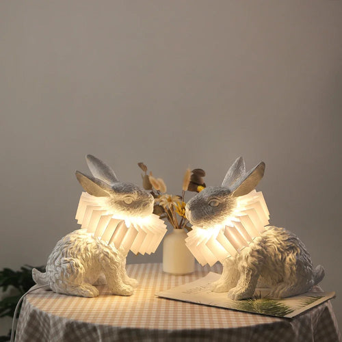 lampe de table créative en résine avec écharpe de lapin décorative - vue 2 sur 15