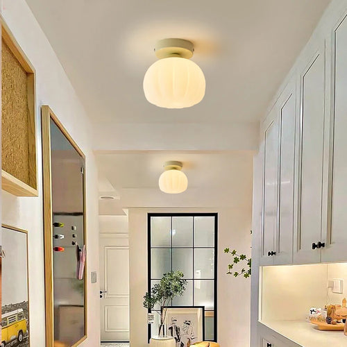 plafonnier led design nordique moderne en forme de fleur de citrouille - vue 3 sur 10