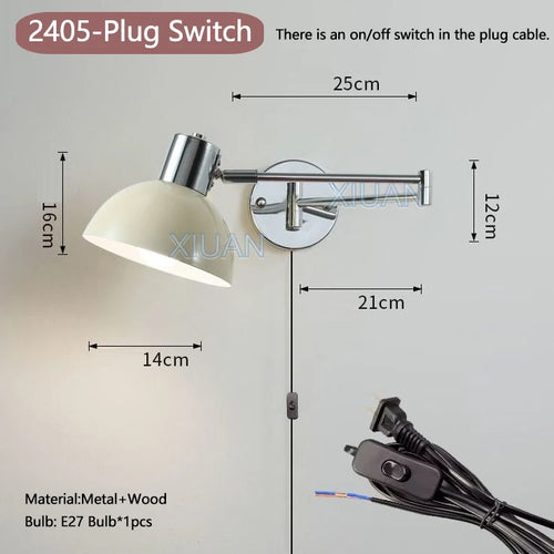applique murale moderne bras pivotant led en tissu plissé métal - vue 12 sur 23