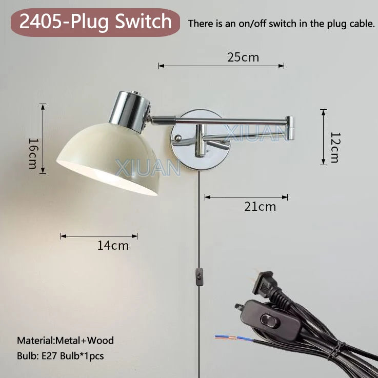 applique murale moderne bras pivotant led en tissu plissé métal - vue 11 sur 23