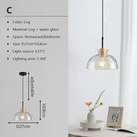 lampes suspendues nordiques en verre et bois led décoratives