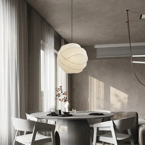 lustre suspendu en soie wabi sabi led moderne nordique - vue 4 sur 7