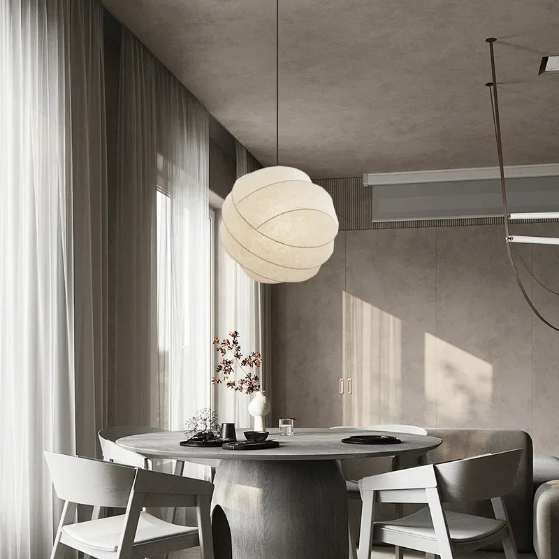 lustre suspendu en soie wabi sabi led moderne nordique - vue 4 sur 7