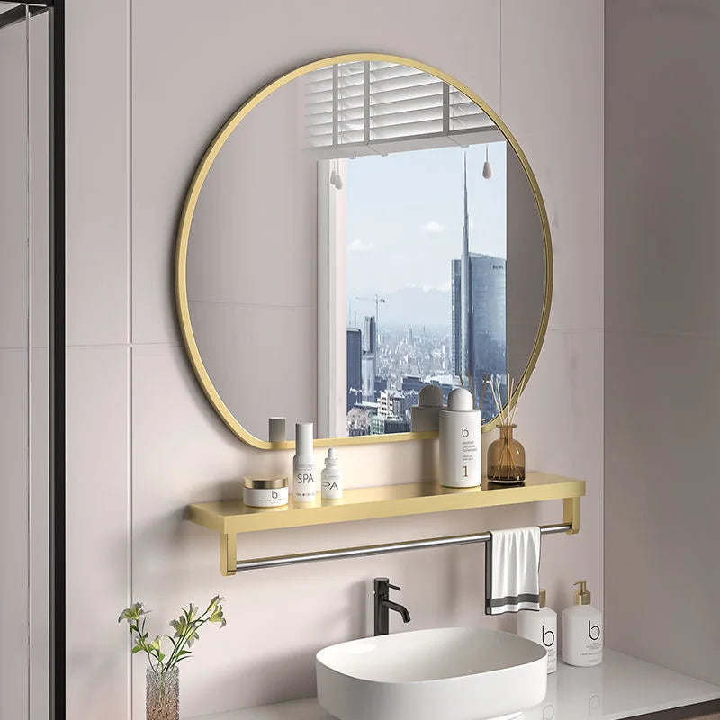 miroir de maquillage avec rangement muraux en métal - vue 2 sur 8