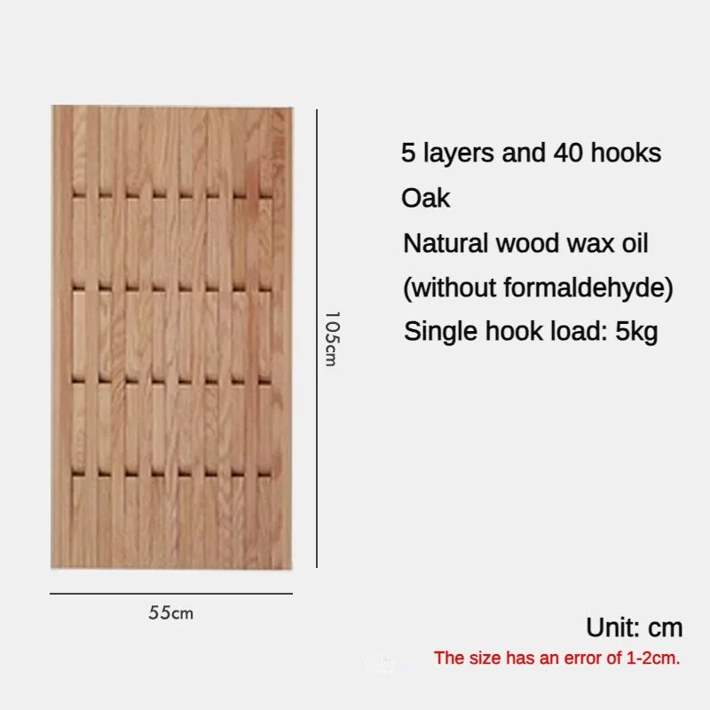 porte-manteau mural en bois pour vêtements et clés - vue 13 sur 18