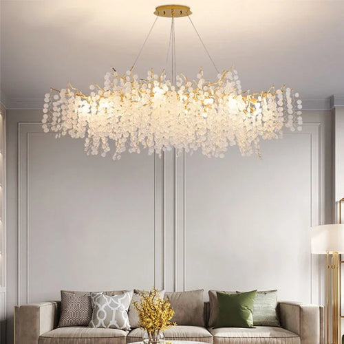 lustre en cristal doré style européen décoration intérieure élégante - vue 6 sur 13