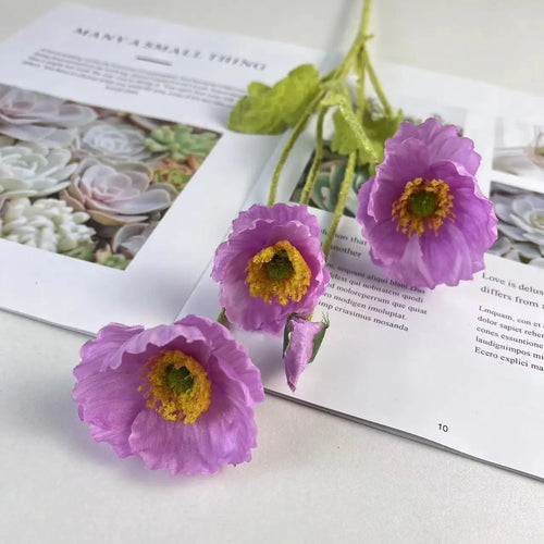 fleurs de pavot artificielles en soie pour décoration et événements - vue 15 sur 21