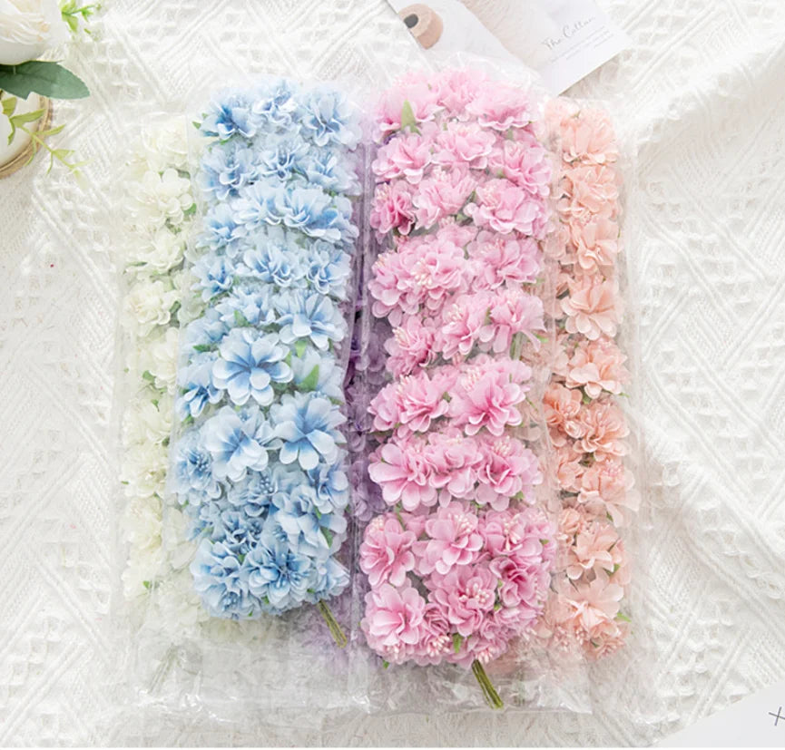 bouquet de mini fleurs d'hortensia artificielles pour décoration et bricolage - vue 4 sur 15