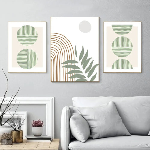 décoration murale abstraite avec feuilles géométriques boho moderne - vue 4 sur 7