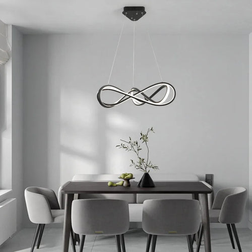 lustre led moderne avec télécommande design élégant et courbé - vue 3 sur 12