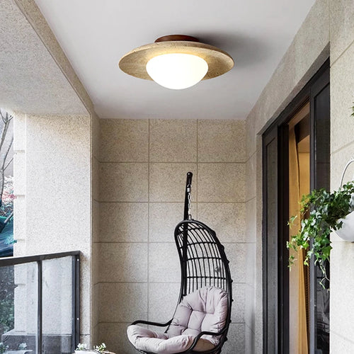 plafonnier japon wabi sabi pierre naturelle style - vue 3 sur 6