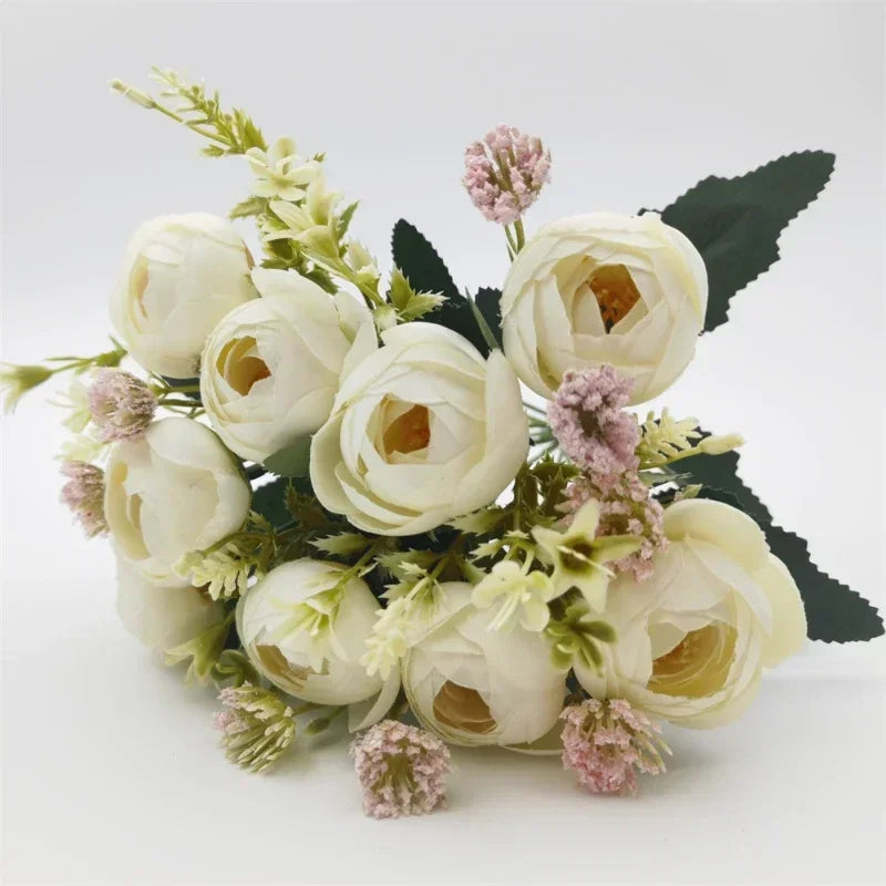 bouquet de roses en soie décoration de jardin fleurs artificielles - vue 7 sur 12