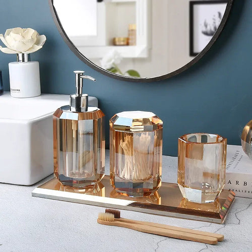 distributeur de savon en verre luxe pour salle de bain - vue 2 sur 15