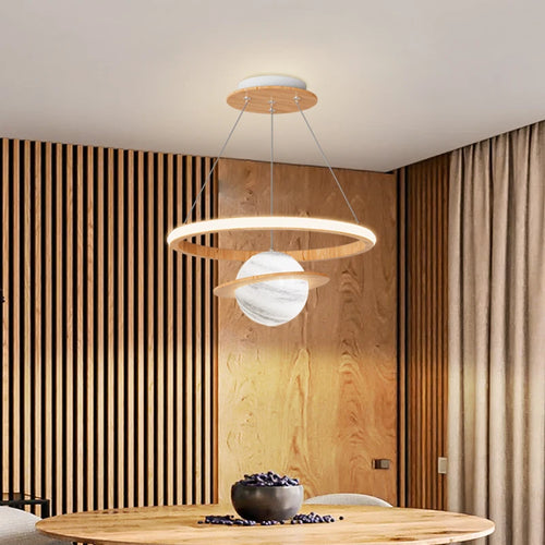 suspension led en bois massif style nordique tatami - vue 6 sur 11