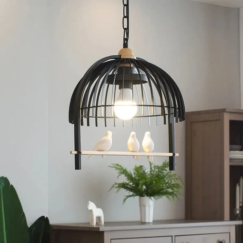 lustre nordique en résine et fer en forme de cage à oiseaux pour restaurants - vue 3 sur 10