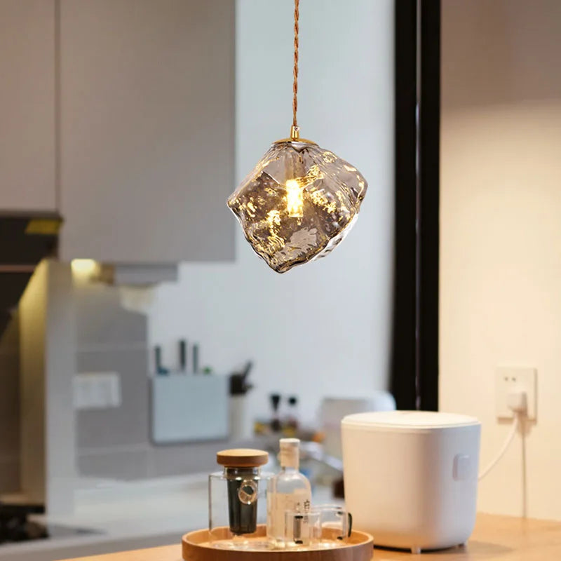 lustre en verre forme bloc de glace pour éclairage divers et - vue 4 sur 10