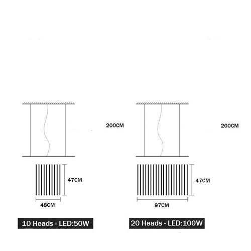 Lustre design LED en baguette lumineuse Bilbao - vue 16 sur 15